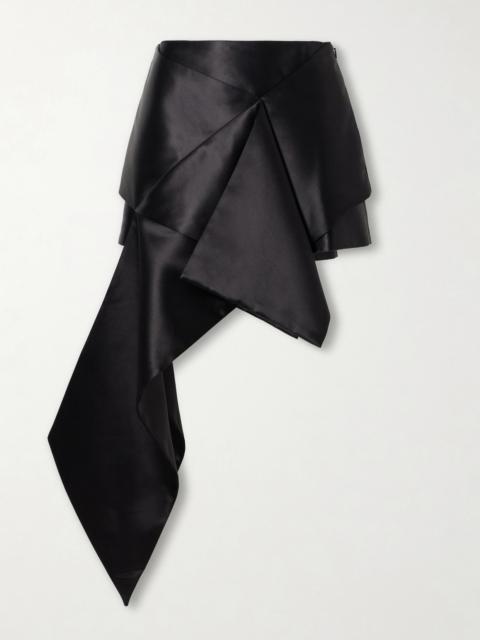 JW Anderson Cross Draped Cotton And Silk-blend Satin Mini Skirt