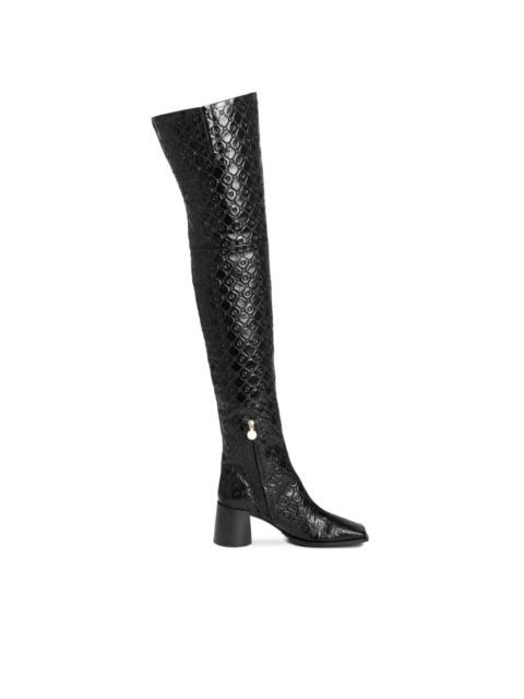 Marine Serre 65mm monogram-embossed leather boots