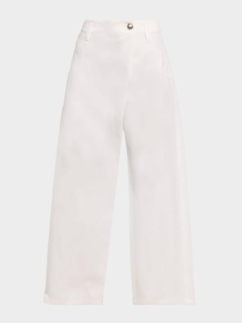 Brunello Cucinelli Cotton Paper Twill Wide-Leg Pants