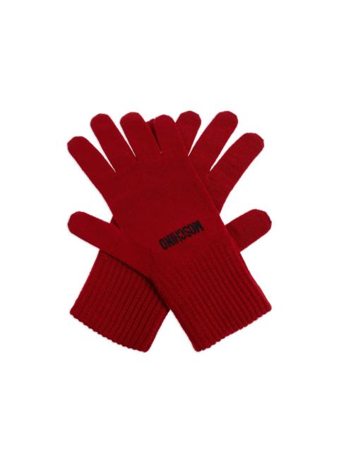 Moschino logo-embroidered wool-blend gloves