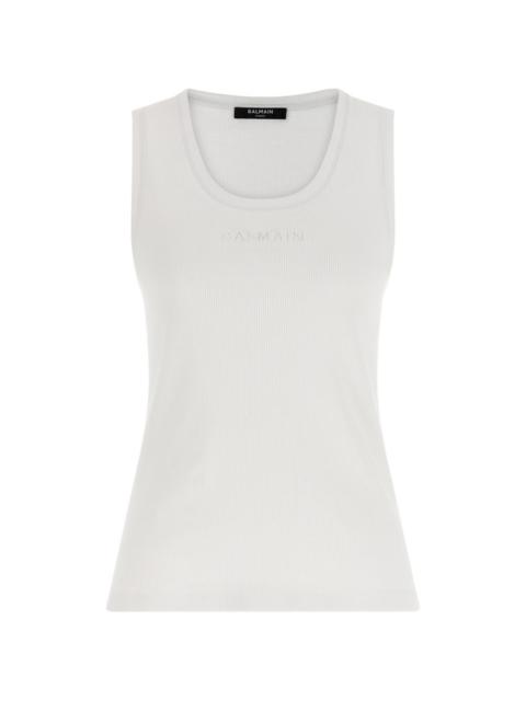 Balmain ribbed embroidery tank top