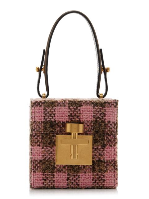 Oscar de la Renta Alibi Checked-Tweed Cube Bag pink