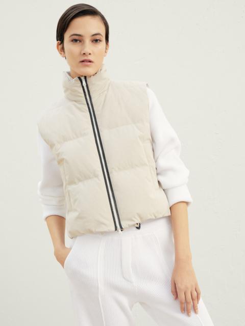 Brunello Cucinelli Techno canvas down vest with shiny trim