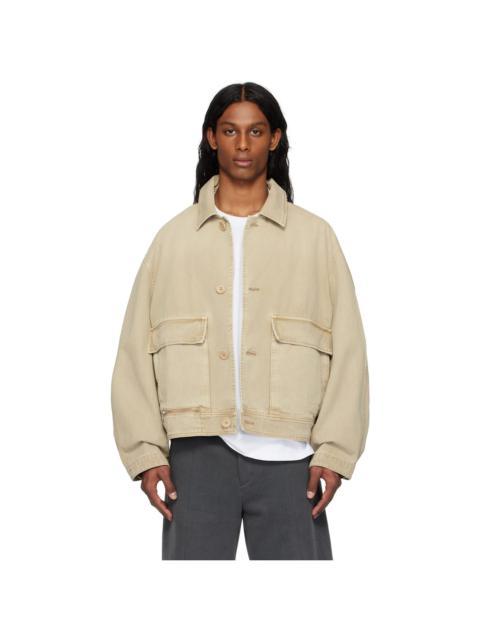 SOLID HOMME Beige Out Pocket Cotton Blouson Jacket