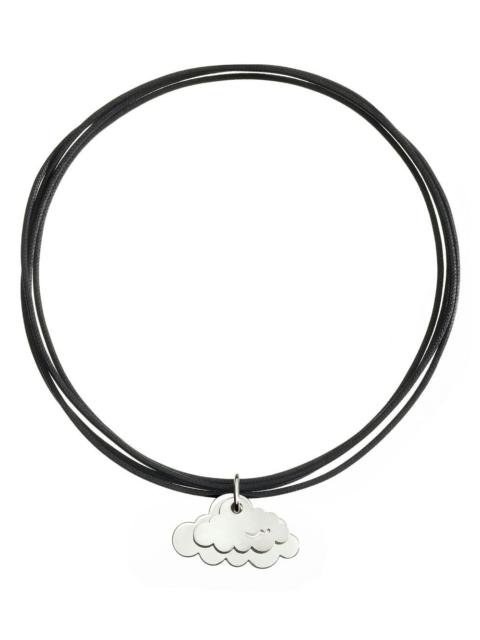 DoDo THICK COTTON CORD IN BLACK & CLOUD CHARM IN STERLING SILVER