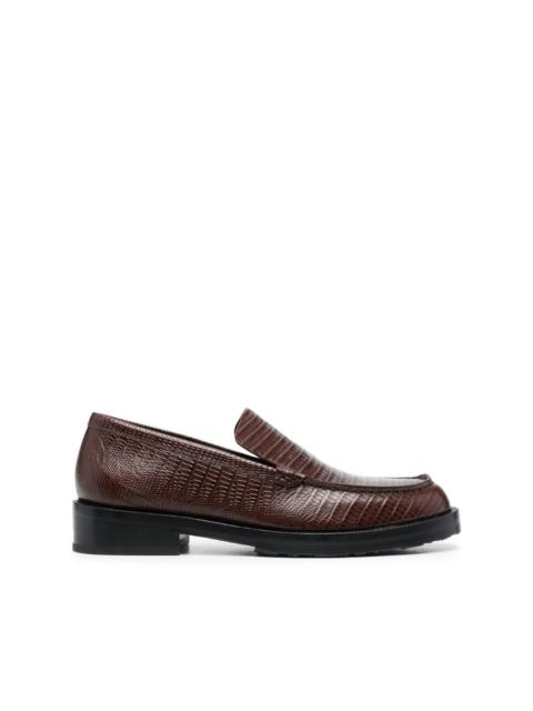 BY FAR Rafael embossed-leather loafers