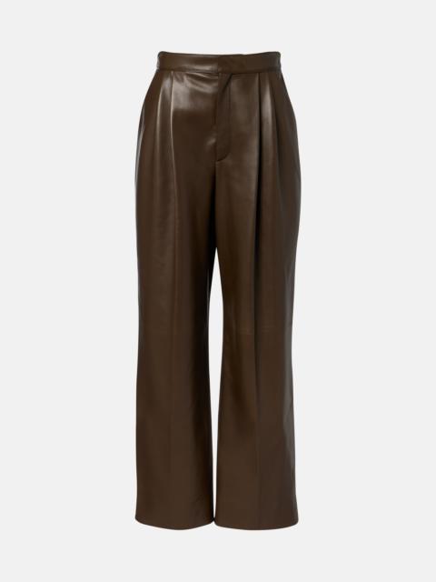 Bottega Veneta Pleated leather straight pants
