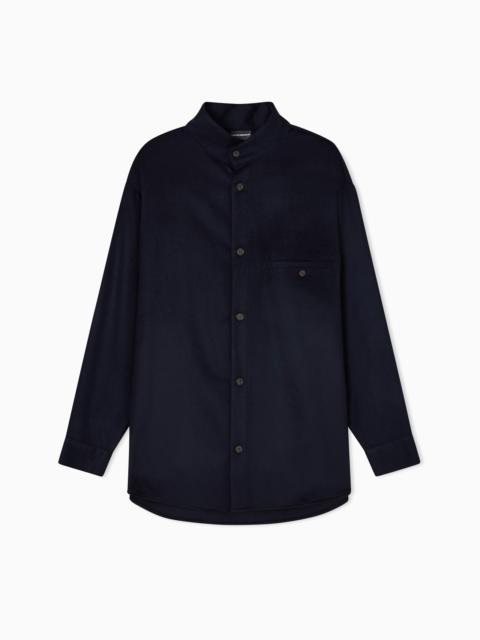 VIRGIN-WOOL OVERSIZED SHIRT WITH A GURU COLLAR