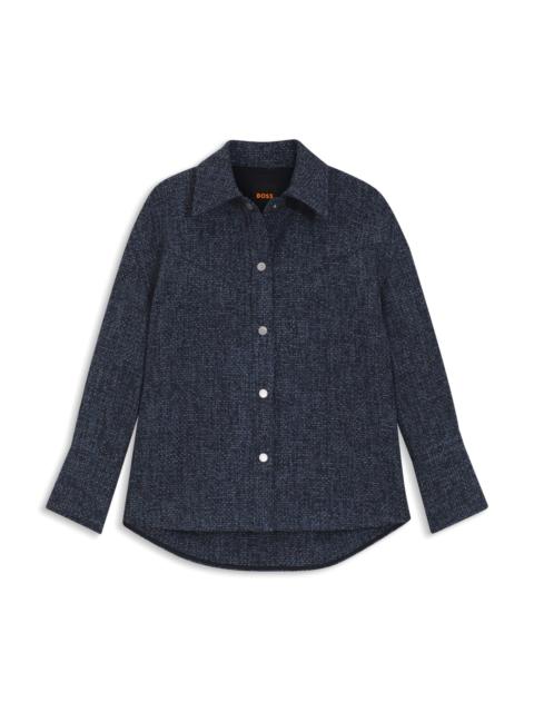 BOSS RELAXED-FIT OVERSHIRT IN DENIM-LOOK TWEED