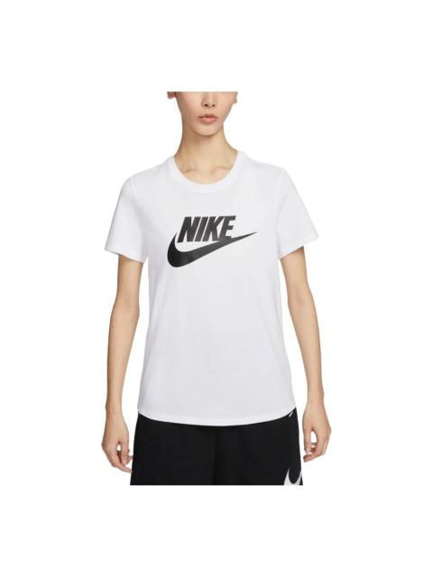 (WMNS) Nike Sportswear Essentials Logo T-shirt Asia Sizing 'White Black' DX7907-100