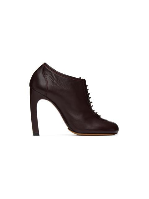 Dries Van Noten Burgundy Lace-Up Low Ankle Heels