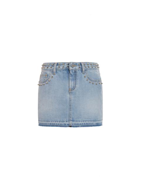 Alessandra Rich DENIM MINI SKIRT WITH EMBELLISHMENT