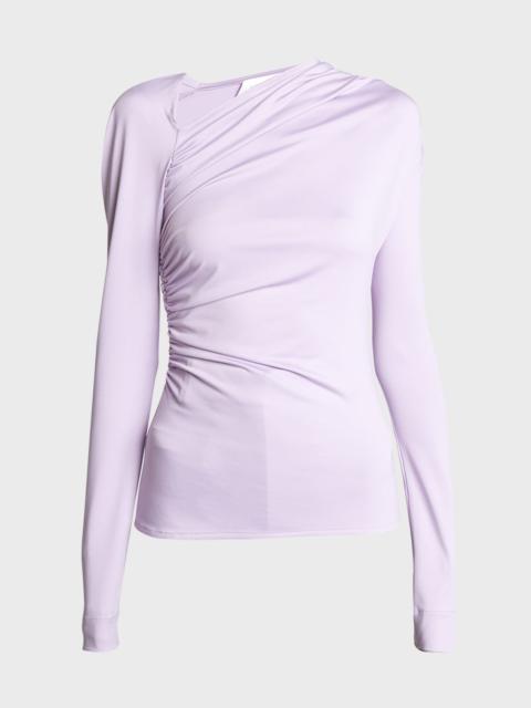 Victoria Beckham Asymmetric Draped Jersey Long-Sleeve Top