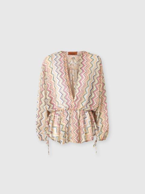 Missoni Long-sleeved mini cover-up dress