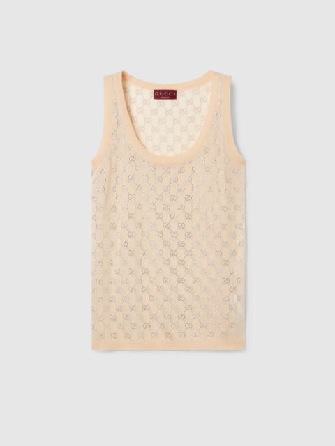 GUCCI Fine silk tank top with GG crystals