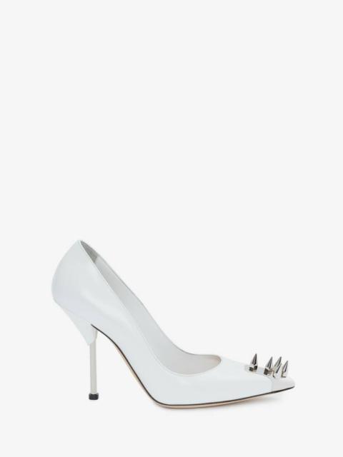 Alexander McQueen Punk Stud Pump in White/silver