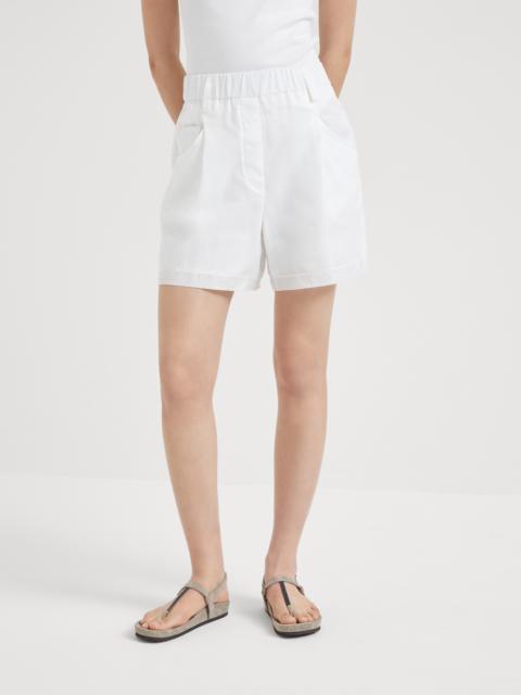 Cotton organza five-pocket shorts with shiny tab