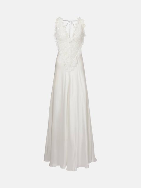 RODARTE Bridal embellished silk satin gown