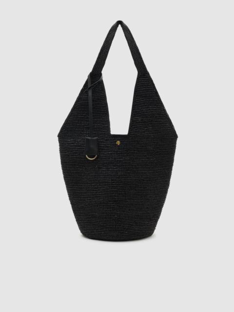 ANINE BING Leah Hobo Bag Plain Raffia - Black