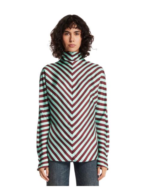 MUGLER Green Striped Silk Blouse
