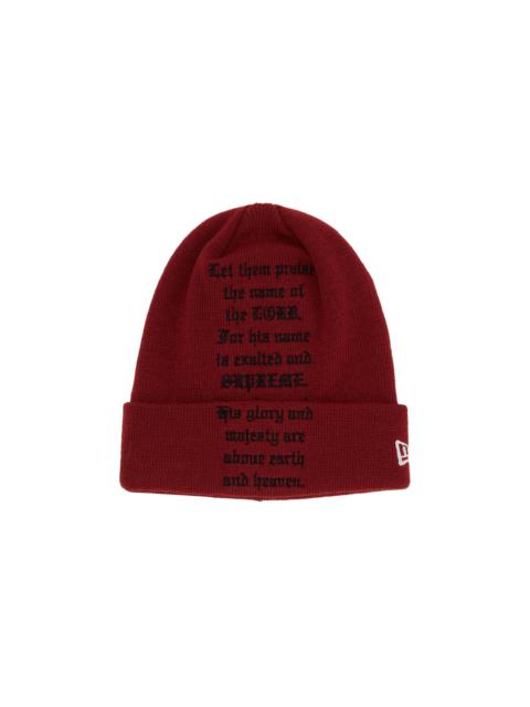 Supreme x New Era Psalm Beanie 'Dark Red'