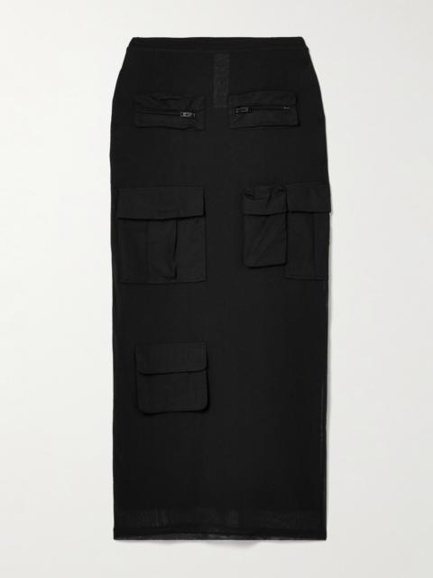 Acne Studios Cotton Poplin-trimmed Mesh Midi Skirt