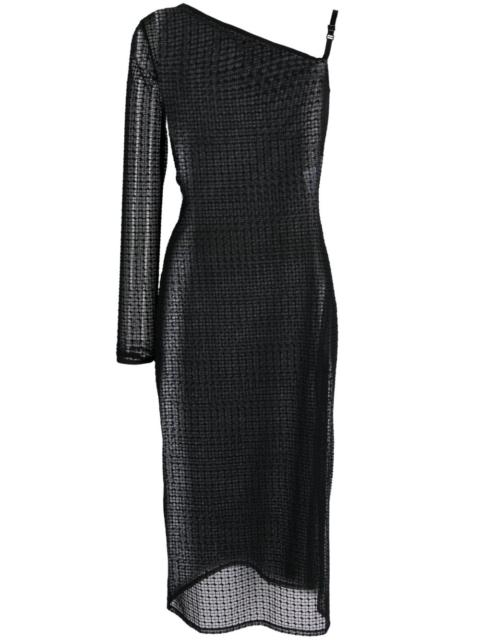 courrèges asymmetric semi-sheer midi dress