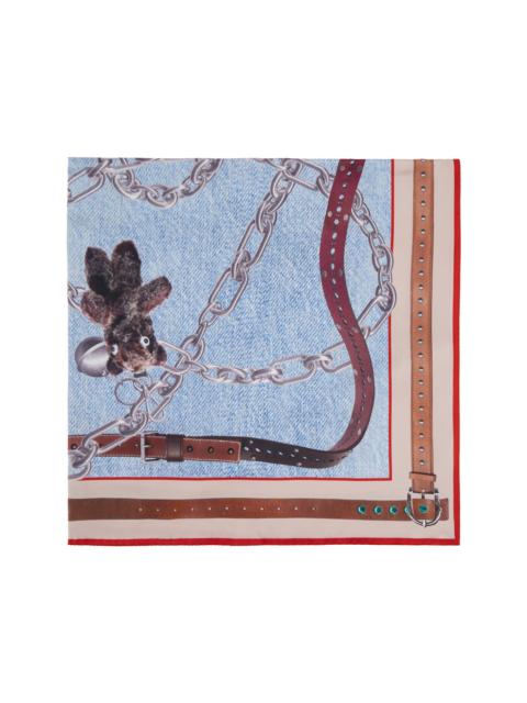 Blue Printed Silk Scarf