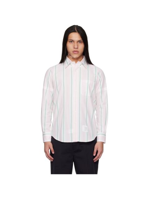 Thom Browne Pink & White Madras Cotton Classic Stripe Armband Shirt