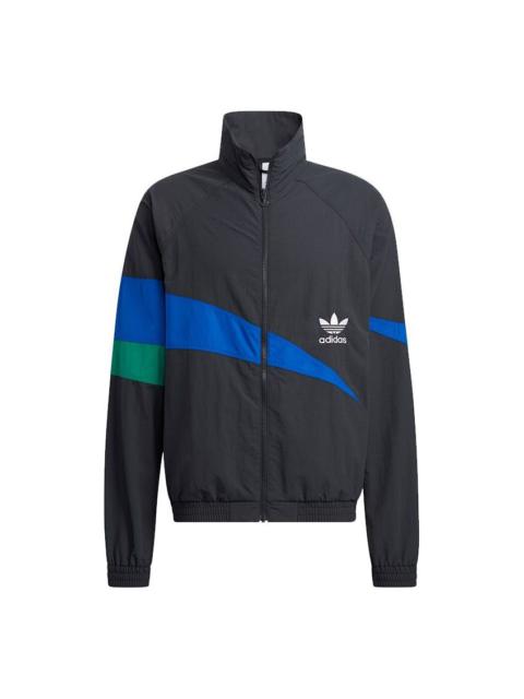 adidas originals Ts Track Top Contrast Color Stitching Pattern logo Sports Jacket Black HF5942