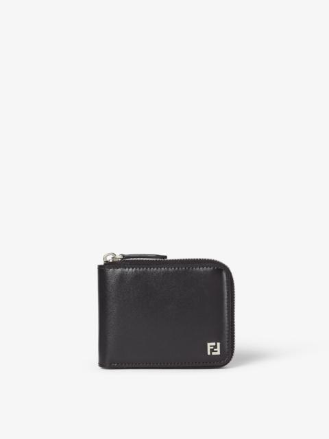 FENDI Squared FF Wallet Black leather bi-fold with zipper