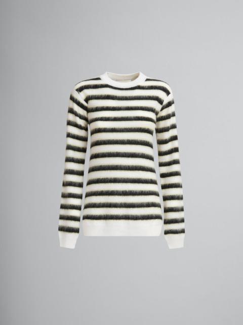 BLACK AND WHITE STRIPED WOOL-MOHAIR JUMPER