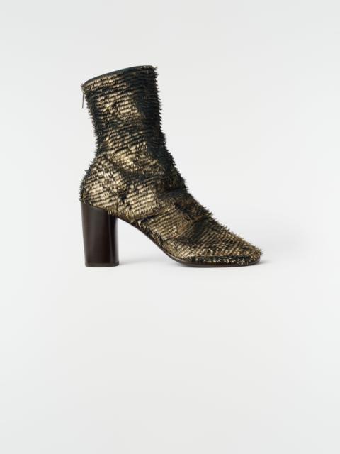 Lemaire 80 MM GLOVE HEELED ANKLE BOOTS IN LAMINATED TEXTURED LEATHER