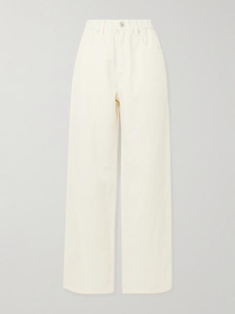 Brunello Cucinelli Bead-embellished Cotton And Linen-blend Wide-leg Pants