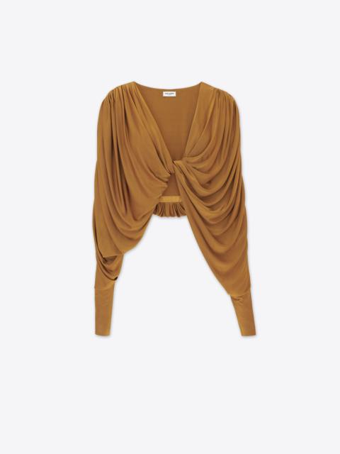 SAINT LAURENT cropped top in shiny jersey