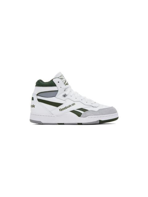 Reebok White & Green BB 4000 II Mid Sneakers