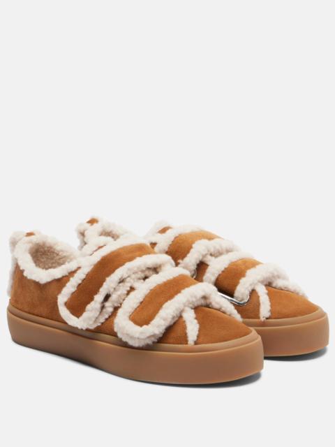 INUIKII Shearling-trimmed suede low-top sneakers