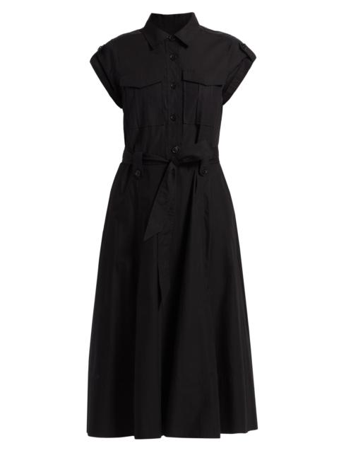DEREK LAM 10 CROSBY Women's Kayla Belted Cotton Midi-Dress - Black