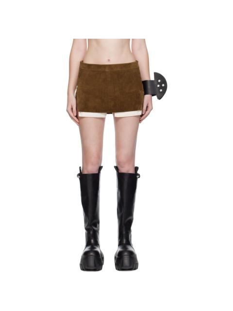Rick Owens Brown Concordians Fog Cutoff Suede Miniskirt