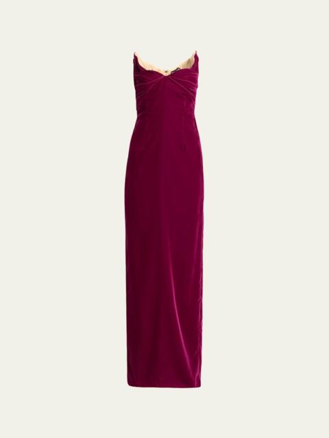 TOM FORD Strapless Lightweight Velvet Evening Gown
