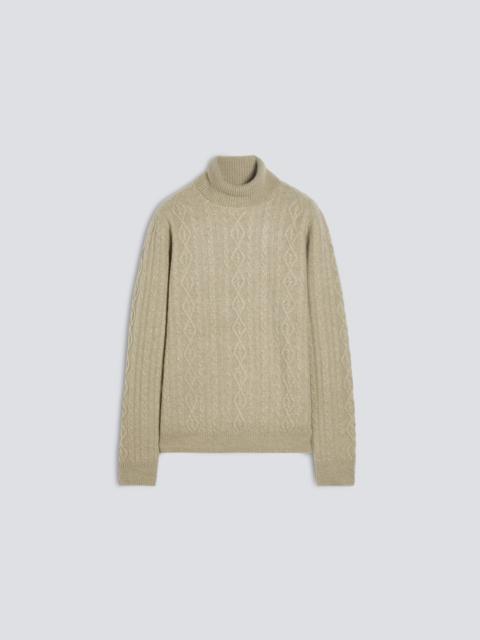 Aspesi WOOL AND YAK TURTLENECK JUMPER WITH CABLE AND ARGYLE KNIT