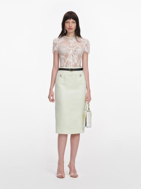 White Sequin Lace Top