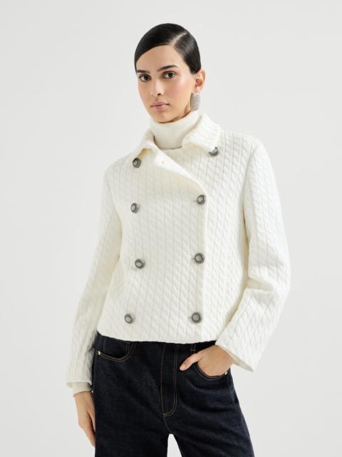 Brunello Cucinelli Cotton cable knit blazer with monili