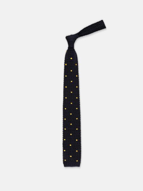 J. PRESS MADE-IN-ITALY NAVY & GOLD DOTS SILK KNIT TIE