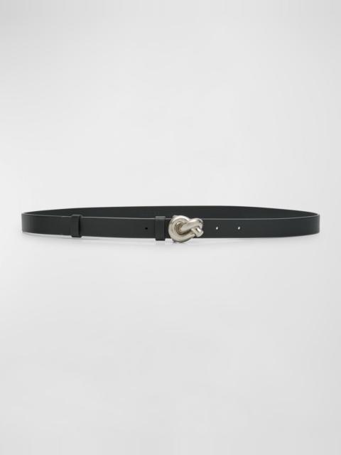 Bottega Veneta Brass Knot Skinny Leather Belt
