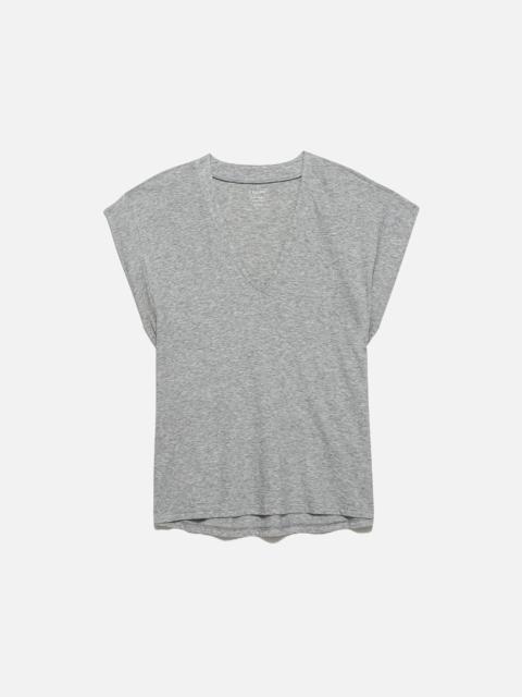 FRAME Le Mid Rise V Neck Tee in Gris Heather