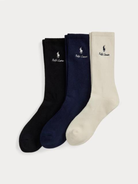 Polo Ralph Lauren Logo Cotton-Blend Crew Sock 3-Pack