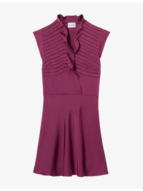 Claudie Pierlot Sleeveless Ruffled Satin Mini Dress