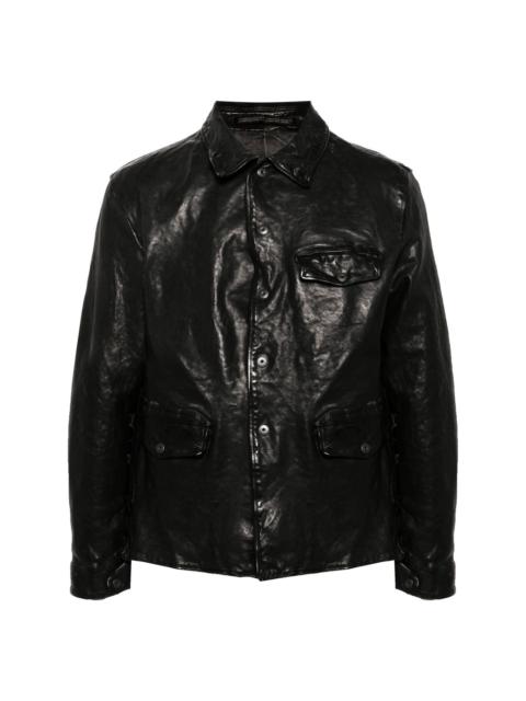 classic-collar leather jacket