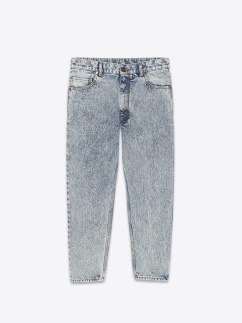 SAINT LAURENT baggy cropped jeans in heavy marble blue denim